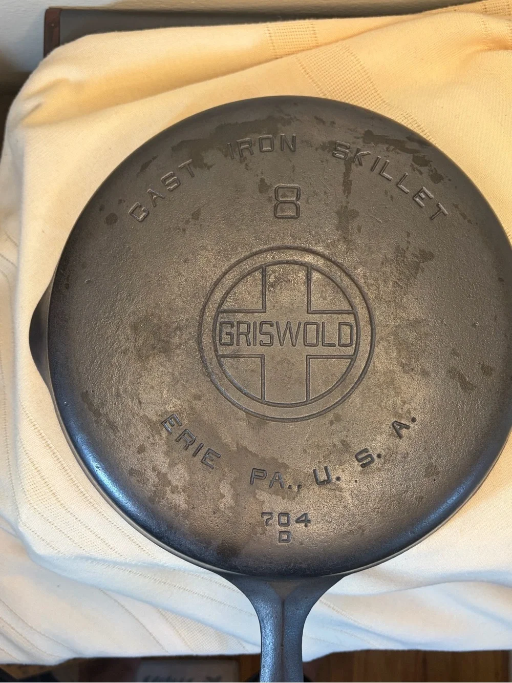 Griswold Erie PA Large Block Logo #8 Cast Iron Skillet 704 D Fully Restored